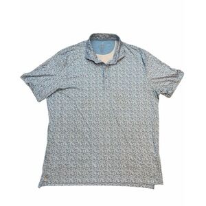 Johnnie O Performance Polo Golf Shirt Men's XL Blue Floral Design